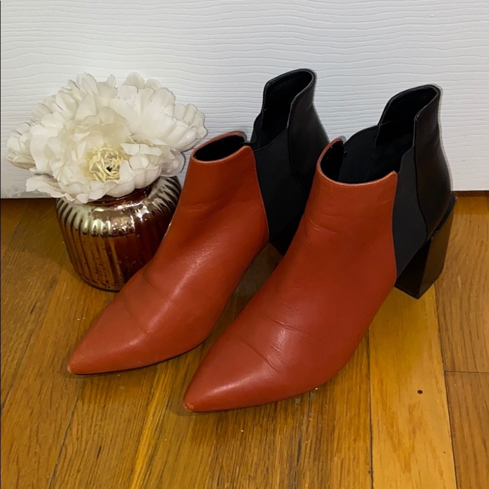 Zara Color Block Leather Boots ❤️🖤